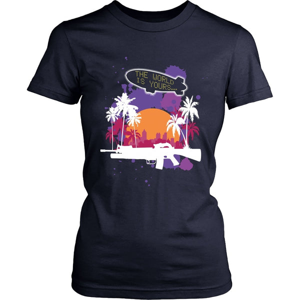 T-shirt - Scarface - The World Is Yours Blimp -Purple- Front Design
