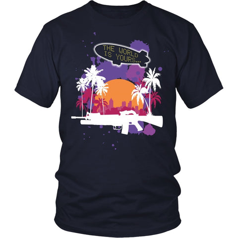 T-shirt - Scarface - The World Is Yours Blimp -Purple- Front Design