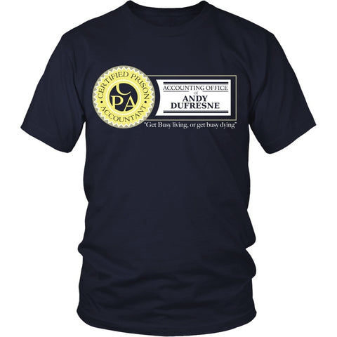 T-shirt - Shawshank Redemption - Dufresne Accounting (Yellow) - Front Design