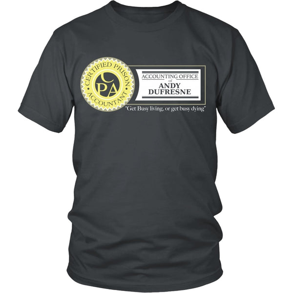 T-shirt - Shawshank Redemption - Dufresne Accounting (Yellow) - Front Design