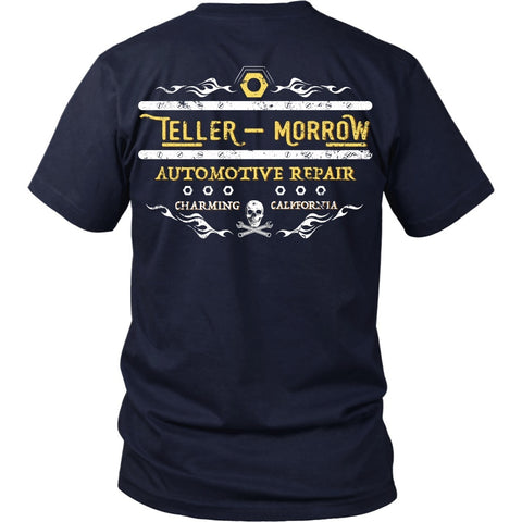 T-shirt - Sons Of Anarchy Inspired - Teller & Morrow Automotive Repair (White Flame)- Back Design