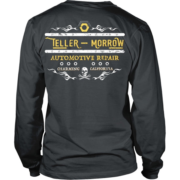T-shirt - Sons Of Anarchy Inspired - Teller & Morrow Automotive Repair (White Flame)- Back Design