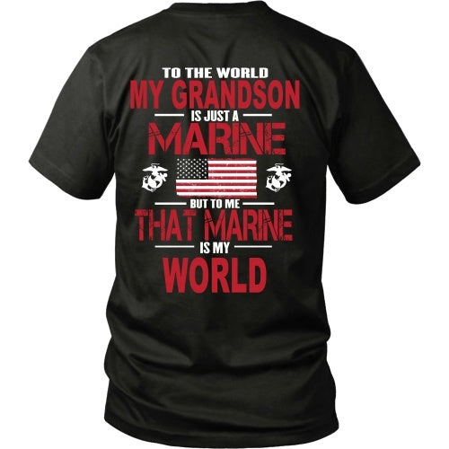 T-shirt - To The World My Grandson Is A Marine - Back