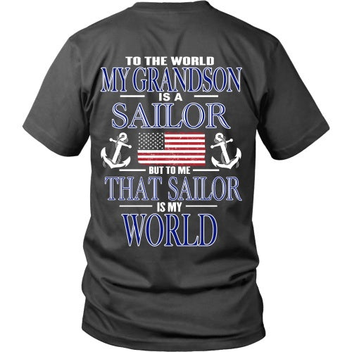 T-shirt - To The World My Grandson Is A Sailor - Back