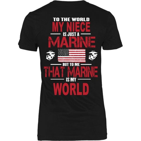 T-shirt - To The World My Niece Is A Marine - Back