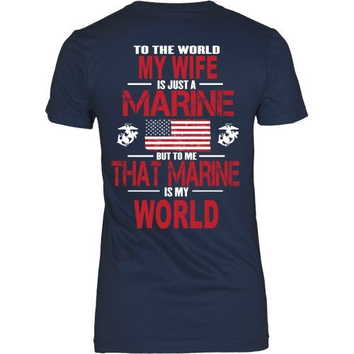 T-shirt - To The World My Wife Is A Marine - Back