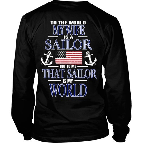T-shirt - To The World My Wife Is A Sailor - Back